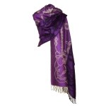 Etole chale �charpe pashmina et soie - motifs ancre marine - violet