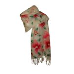 Etole charpe foulard grand format femme en pure laine fine vert rouge blanc