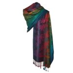 Etole echarpe - motifs petites roses - 70% pashmina - 30% soie - 179x70 cm - chic femme