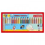 Etui carton de 18 crayons de couleur stabilo woody 3 in 1 + 1 taille - crayon + 1 chiffonnette