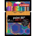 Etui carton x 18 stylos - feutres stabilo point 88 arty