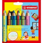 Etui crayons - stabilo - woody 3 in 1 - 6 couleurs - taille - crayon inclus - mixte enfant