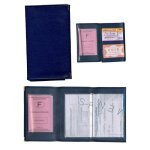 Etui cuir porte carte grise papiers permis bleu