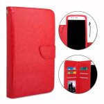 Etui housse folio - wiko - y81 - co - cuir - rouge - fermeture magntique
