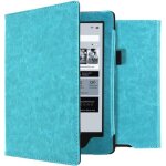 �tui de liseuse portefeuille en cuir v�gan kobo aura h2o bleu clair imoshion
