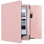 �tui de liseuse portefeuille en cuir v�gan kobo aura h2o rose champagne imoshion