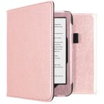 �tui de liseuse portefeuille en cuir v�gan kobo clara hd rose champagne imoshion