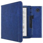�tui de liseuse portefeuille en cuir v�gan kobo libra colour / tolino vision color bleu fonc� imoshion ...
