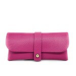 Etui � lunettes en cuir grain� lumos rose fuchsia