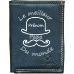 Etui petit portefeuille homme porte monnaie cartes papiers noir meilleur papa personnalise avec prenom ...