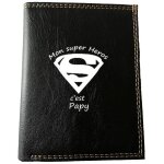 Etui petit portefeuille homme porte monnaie cartes super papy noir fete des grands pères Etui petit portefeuille homme porte monnaie cartes super papy noir fete des grands pères