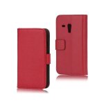 Etui - phonewear - galaxy s3 mini - housse portefeuille en cuir rouge - support vido - rangement cb