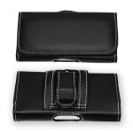tui pochette - oukitel - c1 - cuir grain noir - fermeture aimante - clip ceinture