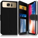 Etui portefeuille noir - karylax - logicom le wave - semi - rigide - rabat - simili cuir