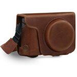 �tui de protection - megagear - panasonic lumix dmc - tz100 dc - tz200 - cuir v�ritable - marron - acc�s ...