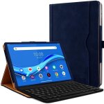 tui de protection et mode support couleur bleu fonc avec clavier azerty bluetooth pour tablette lenovo ...