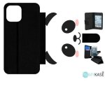 Etui � rabat pour iphone 12 pro max - panda - simili - cuir - noir - my - kase - coque rigide - fermeture ...