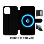 Etui � rabat iphone 13 pro max - power - simili - cuir - noir