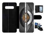 Etui � rabat compatible avec samsung galaxy s10 + - harley davidsons 100 - simili - cuir - bord noir