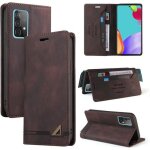 Etui samsung galaxy a52 - a52 5g 6. 5 housse t�l�phone �tui [marron] pu �tui flip en cuir