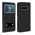 Etui pour samsung galaxy s10 housse folio fentre fonction support noir - kaeesi