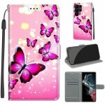 Etui pour samsung galaxy s23 ultra 5g 6. 8 [papillon rose pattern] magntique housse tlphone de protection ...