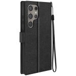 �tui pour samsung s24 ultra - mayaxess - portefeuille fonction support et dragonne - noir