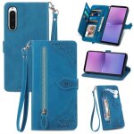 Etui pour sony xperia 10 v 6. 1 housse en cuir pu etui [fentes cartes] [magntique] [poche zippe] - ...