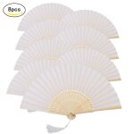 ventail blanc 8 pcs ventail en soie pliable ventail  main pour mariage cosplay dcoration maison ...