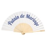 �ventail original avec message p de marrige. �ventail en bois moderne et amusant. �ventail blanc. 425 ...
