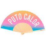 �ventail original avec message puto calor. �ventail en bois moderne et amusant. �ventail d�grad�. dimensions ...