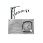 Evier 1 bac hansgrohe s21 inox + robinet de cuisine hansgrohe logis m31 120 chrom�