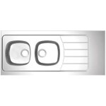 Evier 2 cuves et 1 égouttoir inox 18 / 10 à poser 140 x 60 mm Evier 2 cuves et 1 égouttoir inox 18 / 10 à poser 140 x 60 mm