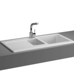 Évier céramique blanc vitra arkitekt 1 bac et demi - 1 égouttoir Évier céramique blanc vitra arkitekt 1 bac et demi - 1 égouttoir