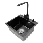 �vier de cuisine en acier inoxydable �vier encastr� avec robinet de cuisine et distributeur de savon