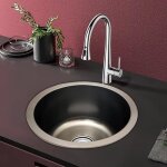 Évier de cuisine Évier acier inoxydable intégré - 36 cm - rond - simple - pour salle de bains ou cuisine ... Évier de cuisine Évier acier inoxydable intégré - 36 cm - rond - simple - pour salle de bains ou cuisine ...