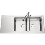 Ewi evier cuisine  encastrer 2 bacs + 1 gouttoir amthyste - inox - 116 x 51 cm