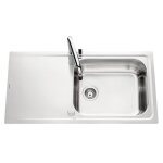 Evier cuisine  encastrer ewi amthyste - 1 grand bac + 1 gouttoir - inox - 100 x 51 cm