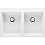 Evier cuisine en granit blanc 78 x 50 cm �vier 2 bac + kit de vidage �vier au meuble 80cm - oslo 80 twin ...