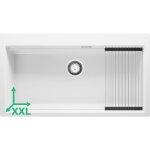 Evier cuisine en granit blanc 90 x 50 cm �vier 1 bac + kit de vidage �vier au meuble 90cm - oslo 90 level ...