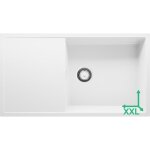Primagran evier cuisine en granit blanc 90x50cm lavabo 1 bac + kit de vidage �vier � encastrer au meuble ...