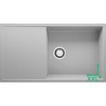 Evier cuisine en granit 90x50cm lavabo 1 bac + kit de vidage ibiza de primagran gris