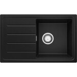 Primagran evier cuisine en granit noir 70x44cm lavabo 1 bac + kit de vidage �vier � encastrer au meuble ...