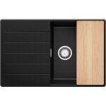 Evier cuisine en granit noir 78 x 50 cm �vier 1 bac + kit de vidage �vier au meuble 50cm - copenhague ...