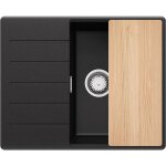 Evier cuisine en granit noir metallic 62 x 50 cm �vier 1 bac + kit de vidage �vier au meuble 45cm - copenhague ...