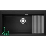 Primagran evier cuisine en granit noir m�tallis� 88x50cm lavabo 1 bac + accessoire �vier � encastrer ...