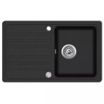 vier de cuisine en granite avec gouttoir rversible - ovonni - noir - 1 bac - 86 cm x 45 cm