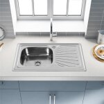 �vier de cuisine - homewell - yipeema - acier inoxydable - 90x50x15 cm - avec �gouttoir et filtre