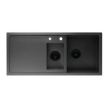 vier de cuisine - klarstein - sik1 - titans - blanc - inox - 2 bacs - a droite - 100x45 cm