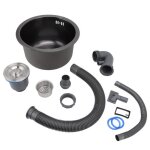 �vier de cuisine rond en acier inoxydable - mxzzand - a encastrer - 1 bac - hydrophobe et non poreuse ...